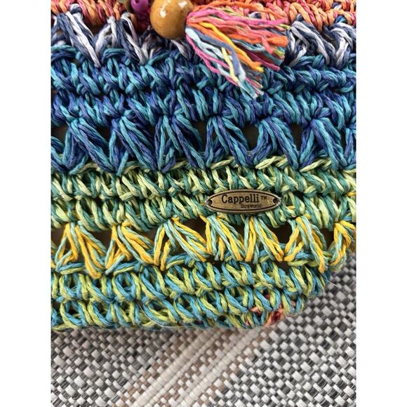 Cappelli Straworld Woven Rafia Beaded Shouder Bag Colorful Boho Beach Summer - Picture 5 of 10